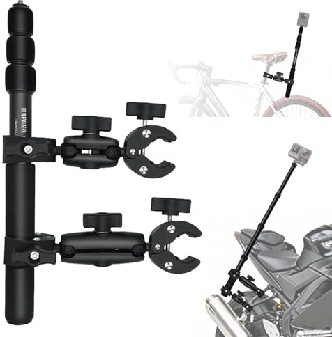 Motorcycle Double Clamp Mount with 43”Stick Compatible for Insta360 X5-X | 110cm Extendable Aluminum Stick,360°Ball Head for Motorcycles, Bicycles, Utv Atv POV Footage Outdoor Riding Vlog Recording