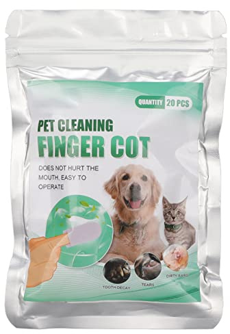 20 pcs Les lingettes de doigt réduisent la plaque et les tampons de dents de nettoyage oral portables pour les chiens et les chats