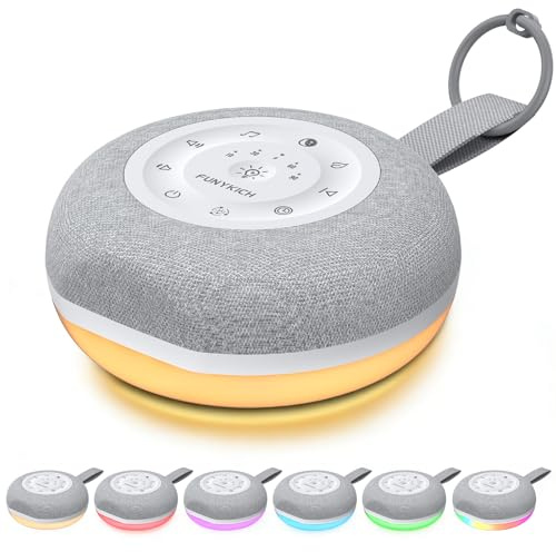 FUNYKICH Machine à Bruit Blanc Portable pour Bébés et Adultes 30 Sons Apaisants Naturels et Méditatifs avec Fonction Sommeil Machine à Bruit Veilleuse 7 Couleurs Idéal Nouveau-nés,Chambre,Voyage
