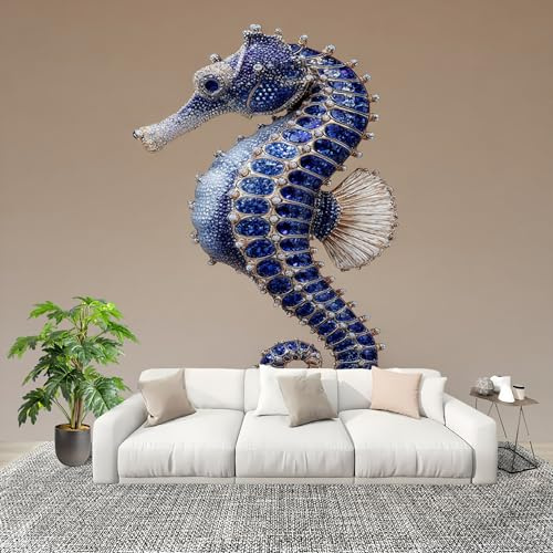 Fotomurales Papel pintado 200x140 cm De Un Animal, Un Caballito De Mar Papel Pintado Fotográfico Panoramico Decorativos Dormitorio sala Grigio Murales Papel Tapiz Antimoho Removibles, Grandes