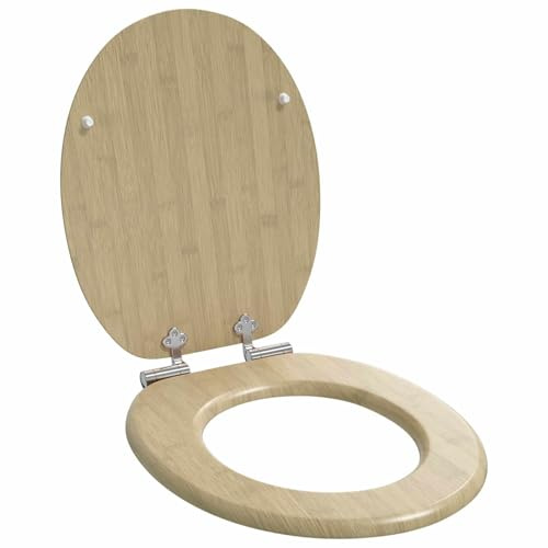 vidaXL Siège de Toilette à Fermeture Douce Couleur Bambou Clair, Couvre- WC Moderne en MDF, avec Fermeture Douce, Un Accessoire Pratique et stylé pour la Salle de Bain