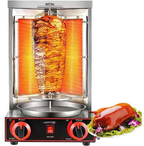 Parrilla De Shawarma De Alta Eficiencia Para Negocios | Asador De Kebab A Gas Con Temperatura Ajustable (50-350 °C) - Para Tiendas De Refrigerios Y Restaurantes Especializados,A