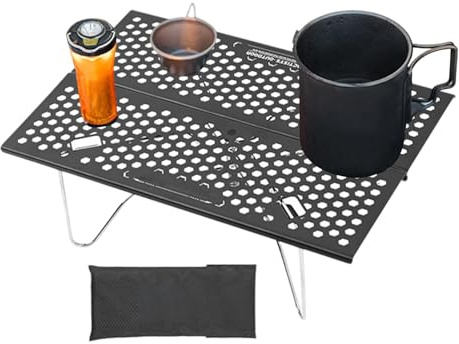 Gzadii Tragbarer Klapptisch für Outdoor | Metall, platzsparend, rutschfest - Stabile Unterstützung Campingtisch Klappbar | für Indoor Outdoor Angeln Picknick Reise Wohnmobil Camping Ausflug
