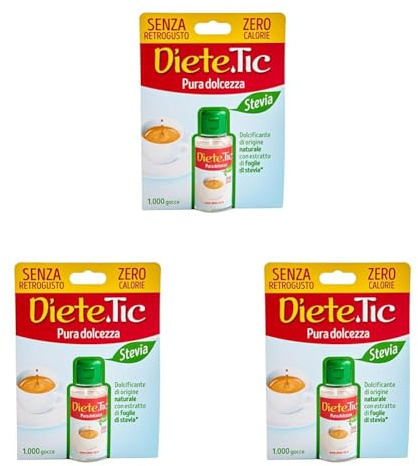 Diete.Tic, Stevia Dolcificante Liquido Zero Calorie, Pratica Confezione da 150 ml (1000 Gocce), Senza Glutine, Senza Conservanti e Aspartame, Ottimo per Dolcificare Bevande, Yogurt, Macedonie, Dolci