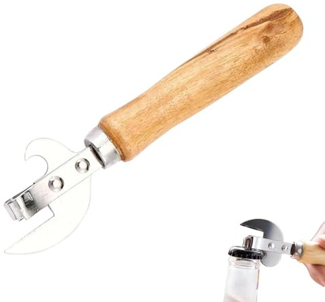Abrelatas para Mayores Herramienta para Abrir Botellas con Mango de Madera