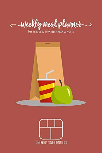 Weekly meal planner for school and summer camp lunches | Lunchbots Cinco Bento Box: DOWNLOADABLE FREE BONUS Lunch Notes PDF + Grocery list ... lunchbox combinations | 6x9 110 pages
