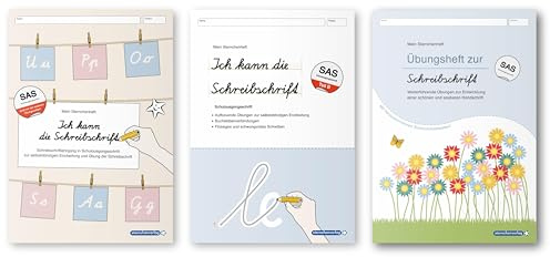 Ich kann die Schreibschrift SAS + Übungsheft 1 und 2 - Schulausgangsschrift - 3 Hefte: 3 Arbeitshefte im Set - Schreiblehrgang und 2 Übungshefte zur Schreibschrift SAS