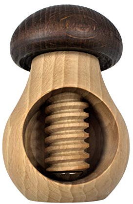 EFO Cascanueces de Madera en Forma de Seta - Herramienta Cascanueces para Abrir fácilmente Todas Las nueces, nueces, avellanas, almendras - Cascanueces de Madera de Haya Maciza Natural