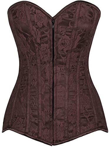 Lavish Dark Brown Lace Overbust Corset w/Zipper (Medium)
