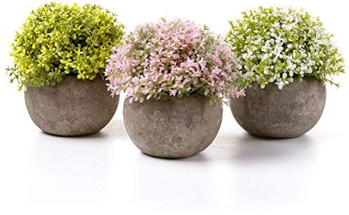 T4U Künstliche künstliche Graspflanzen im Topf, Kunstpflanze, Sukkulenten Künstlich, Desktop-Fensterbank, Deko Badezimmer, Bonsai, Zimmer Deko, Geschenk für Hochzeit, Geburtstag, Weihnachten, 3er-Set