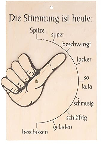 Spruchreif Stimmungsbarometer · Stimmungsanzeiger · Stimmungsbarometer Daumen mit beweglicher Hand · Türschild · lustige Geschenke · Geschenke für Kollegen · Bürospaß