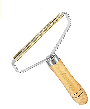 SPICOM Portable Lint Remover | Carpet Scraper Shaver | with Wooden Handle | Reusable Manual Brush | Sweater Woven Coat Carpet and Pet Hair Removal (1 Pcs)