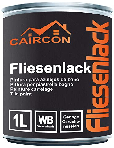 CAIRCON Fliesenlack Schwarz Fliesenfarbe Badezimmer Küche 1L