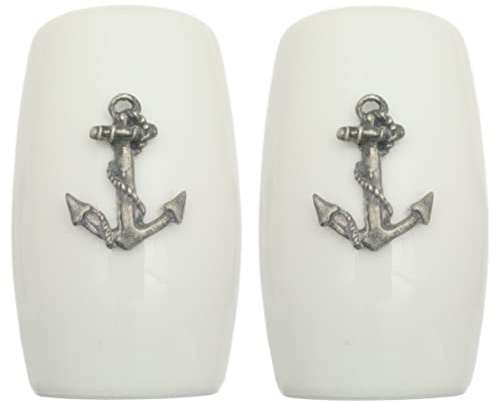 Ships Anchor China Salt and Pepper Shakers Cruet Set Modern White CSP 325