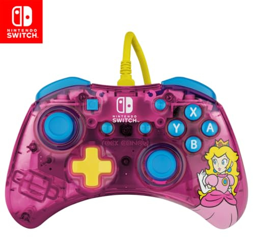PDP Rock Candy Wired Gaming Switch Pro Controller - Official License Nintendo - OLED / Lite Compatible - Compact, Durable Travel Controller - Peach