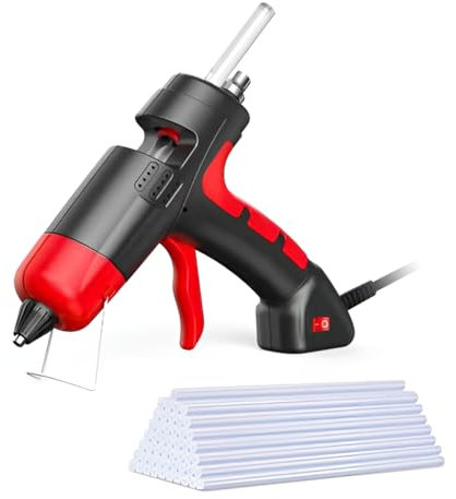AZK SOLUTIONS 30W Hot Glue Gun with 50PCS 7mm x 100mm Glue Sticks | Corded Electric | with Anti-SCALDING Nozzle | DIY Tool | for Art & Craft | Quick Home & Office Repair | Red