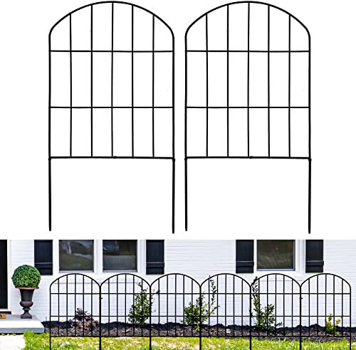 10Pack Decorative Garden Fence, Metal Rustproof Iron Landscape Wire Folding Fencing Ornamental Panel, Outdoor Rustproof Fence Panel Animal Barrier Flower Bed Border for Patio Backyard (60CM X 330CM)