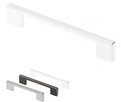 Gedotec Möbelgriff aus Vollmetall Weiß poliert mit BA 192 mm | Griffe für Küchenschränke inkl. Befestigungsmaterial | PALERMO | Möbelgriffe | Türgriffe für Schränke - Schrankgriffe