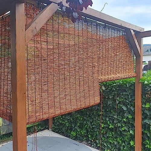 Bambusrollo Aussenbereich Outdoor Wetterfest Schilfvorhänge Vorhang Bambusrollo Bambus Rollo Jalousie Sonnenschutz Sichtschutz Rollos Hauptdekorationen Außenrollo Türvorhang für Fenster Türen ( Size :