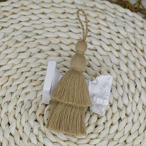 10PCS Cotone Frangia Nappe Frangia Treccia Nappe Portachiavi Per Segnalibri Fai Da Te Vestiti Tende Gioielli Complementi Arredo Casa Accessorie-Cachi