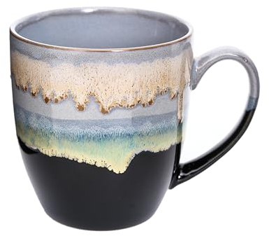 hengshukeji 500ml Unique Ceramic Coffee Mug，Handmade Kiln Change Glaze Large Tea Cup for Office and Home,Coffee Mugs for Tea, Hot Chocolate, and More (Gray)