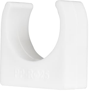 TekTools White Plastic Open Pipe Clips 25mm - Pack of 200 - Durable and Versatile Push-Fit Conduit Fitting, Snap-in Design Clamp Clips, Single Screw Fixings.