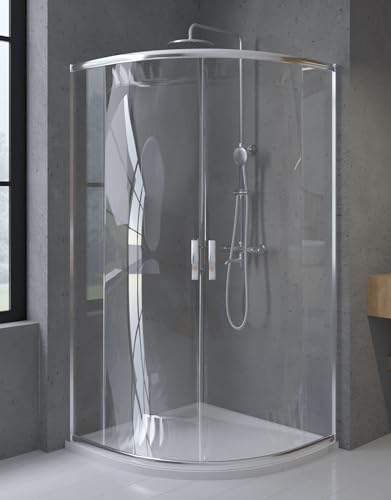 BADLAND Duschkabine Runddusche Halbrund 90x90 190 cm HELA Eckdusche Duschabtrennung Transparent Glas 6 mm…