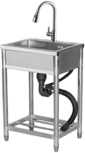 Waschbecken küche mit ausziehbarem Wasserhahn,spülbecken edelstahl,outdoor garten campimg spüle,freistehende edelstahl spültisch gastro,spültisch edelstahl,camping spüle,Geeignet für Küchen und Bars (