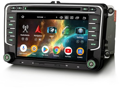 GONFEN 4GB+64GB Acht-Kern Android 16 DAB+ Autoradio Für VW Caddy Passat B6 Golf 5 Golf 6 Tiguan Touran Jetta SEAT Skoda Octavia mit GPS Navigation Wireless CarPlay Android AUTO DSP WiFi BT 5.0 OPS DVD