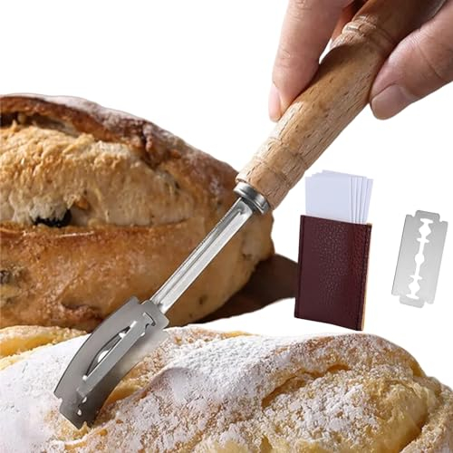 KLLJ Lame Boulanger,Lame Boulanger et 5 Pcs Lames,Lame Pain Boulanger,Couteau à Pain,Bois Pain Faisant Le Rasoir,Lame Boulanger Acier Inoxydable,pour Pain Accessoire de Boulangerie