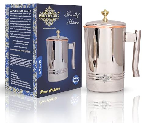 Pichet en acier et cuivre avec bouton en laiton, pour servir de l'eau à la maison, restaurant, 1500 ml