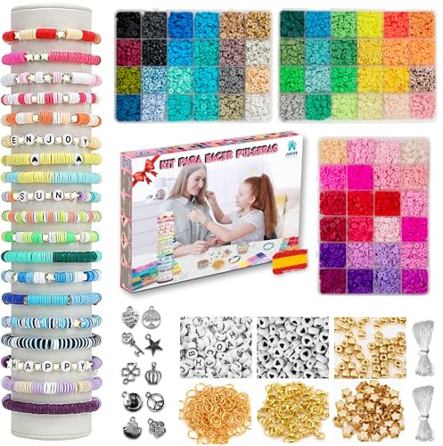 Juces Hogar® - 9.000 Stück - Perlen für armbänder - 72 Farben - 6mm - Armbänder selber machen kinder - Perlen set - Schmuck selber machen set - Armband set selber machen na