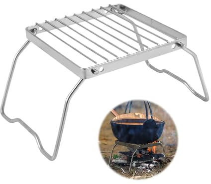 Folding Campfire Grill Grate, Stainless Steel Grate, Foldable Campfire Barbecue Grill, Rack Stainless Steel Foldable Grill, Ultralight Campfire Stand for Camping Hiking BBQ Fishing