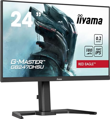 Ecran iiyama G-Master GB2470HSU-B6 23,8 Red Eagle, Fast IPS, 1920x1080 @180Hz & 0.2ms, 300cd, Haut-parleurs, HDMI, DP, USB HUB (4x3.2), 15cm Pied réglable en Hauteur + Pivot, Black Tuner