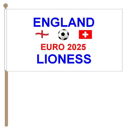 England Women's Football Lioness Switzerland 9'' x 6'' Flag With Wooden Base