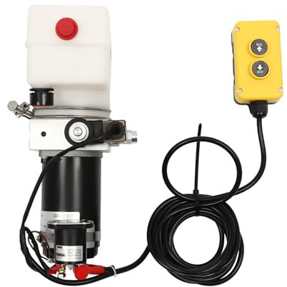 Bomba hidráulica, unidad de fuerza hidráulica de metal y plástico con suministro de aceite de 1,5 L, 12 V 2850 rpm, bomba hidráulica de acción única, unidad hidráulica para camión basculante