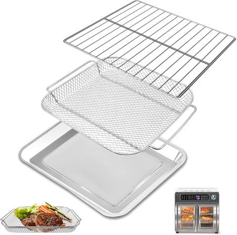 GWY Baking Tray Basket Wire Rack Set for Emeril Lagasse 26 QT Convection Toaster Oven Extra Large Air Fryer With French Doors Tray Set Accessories Grill Plate Crisper Plate Replacement Parts