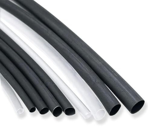 Kit de Gaine thermorétractable Noire Transparente de 1 mètre/5 mètres, connecteur 2:1, Manchon de câble - 2 mm - Transparent - 1 mètre