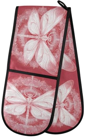 Quteprint Maniques doubles de cuisine matelassées, résistantes à la chaleur, 17,8 x 88,9 cm de long, pour pâtisserie, barbecue, barbecue et micro-ondes – Lavable en machine avec boucle de suspension