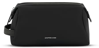 Kapten & Son Windsor Large Kulturtasche All Black 6 L | Kulturtasche Damen & Herren | Kosmetiktasche aus veganem Tech-Material | Wasserabweisend, mit Innenfächern & Trageschlaufe