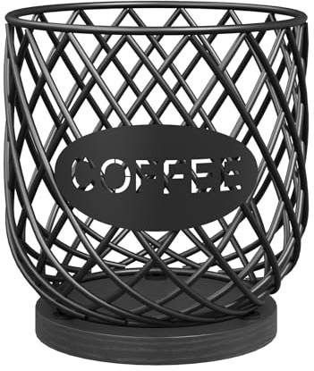 YATINEY Coffee Pod Holder Organizer, Holder for K Cup, Large Capacity Coffee Pod Basket, Versatile Coffee Capsule Storage Organizer, for Kitchen Countertop, Black KH09BB