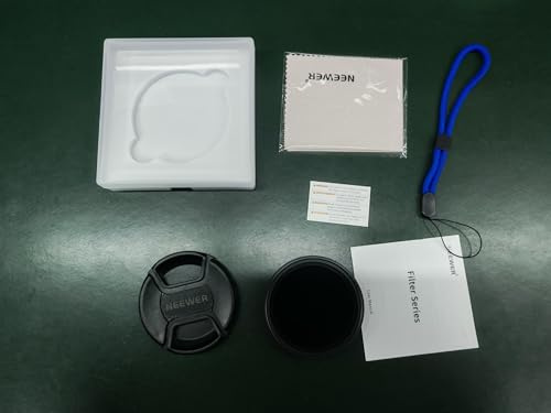 NEEWER Filtro ND Variabile da 62mm con Copriobiettivo, Panno da Pulizia, ND2-32 (1-5 Stop), Regolazione Precisa della Densità Neutra, Vetro Ottico Multistrato,Accessori per Fotografia con Fotocamera