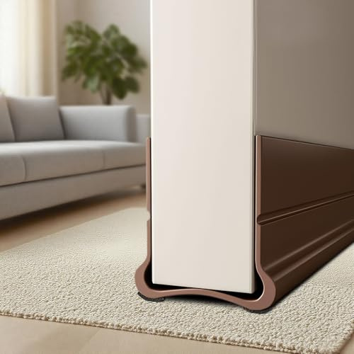 PSFLiang 93cm Paraspifferi per Porte, Silicone Sottoporta Con, Porte Isolante Porte Protezione Freddo, Protezione Suoni, per porte spesse 3.5 – 5.5cm, con uno Spazio Inferiore di 0.3 – 2.6cm (Marrone)