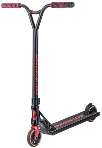 NKD Trottinette Stunt - Gaz (noir et rouge) | Roulements ABEC-11 haute performance | Cadre en aluminium léger | Guidon réglable à 360°
