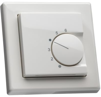 Raumthermostat für Fußbodenheizung mit Merten M-Smart 1-Fach Rahmen 478119 polarweiß + Abdeckung 55x55mm, Kontaktausführung Öffner für Stellantriebe 230V stromlos geschlossen (NC)