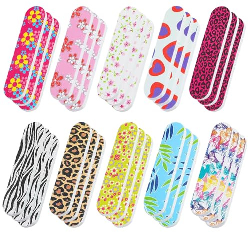 SYEYCW 30 Pièces Limes à Ongles, Mini Lime a Ongle Professionnelles, Lime à Ongles Double Face Colorées, Ponçage Rapide Portables pour Nail Art, Manucure, Pédicure, Soins à Faire Soi-Même Accessoires