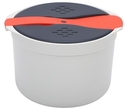 Plyisty Olla de Arroz para Microondas de 2L, Cocina Eficiente para Cocinas Pequeñas, Dormitorios, Juego de Utensilios de Cocina de Arroz PP para Verduras