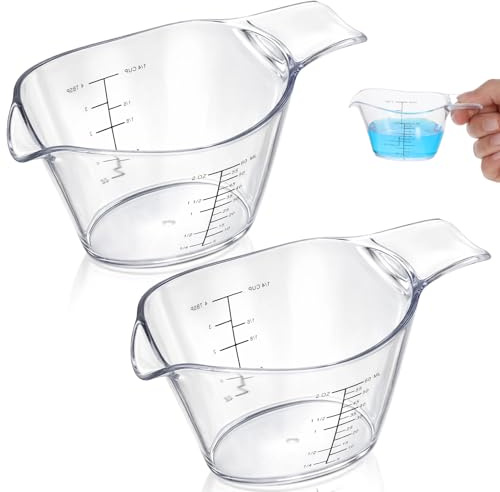 Hadnves 2 Stück Messbecher Klein 60ml Mini Mischbecher mit Waage für Labor Küche Backen Kochen Klar Garten Gut Ablesbar V-förmiger Auslauf für Mischen Farben Epoxiden | Mit ML- und Bechermaßen, V-förmiger Auslauf, klar, leicht ablesbar, für Küche, Restaurant, Harz, DIY, Schönheitsmischung