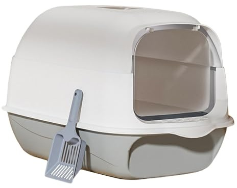WUUISDNX Cajas de Arena para Gatos Completamente Cubiertas y Desmontables para Animales pequeños. Orinal Gris para Gatitos.