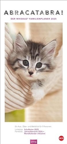 Whiskas Planificador Familiar 2025: Práctico calendario para familias con fotos de gatos para derretir. Agenda de pared con 5 columnas y mucho ... Calendario familiar (planificador familiar Heye)